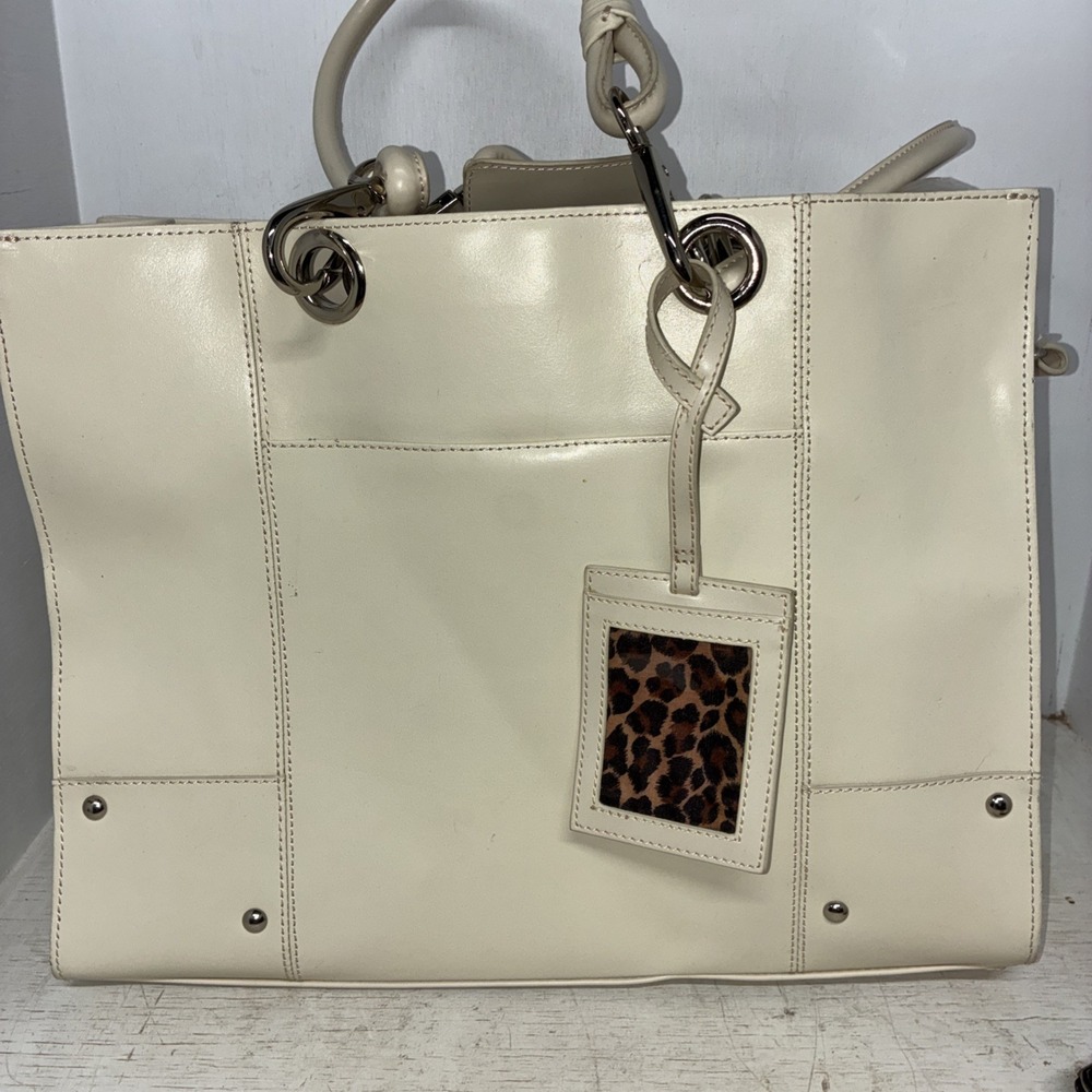 Wilson Leather White Two Way Executive Handbag Crossbody Strap Large Tote